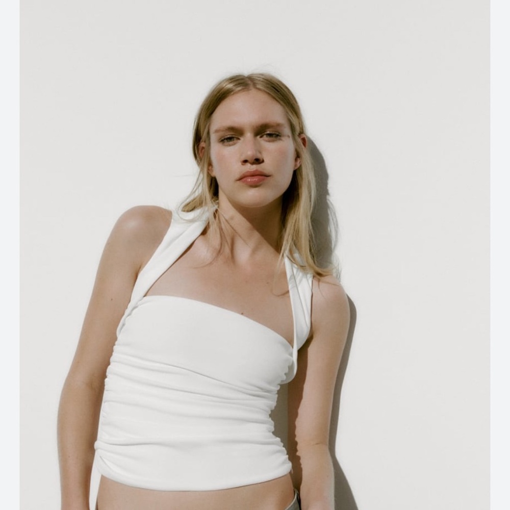 Zara draped white top (NWOT)